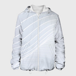 Куртка с капюшоном мужская Серый фон и белые линии, цвет: 3D-белый