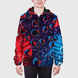 Куртка с капюшоном мужская Капли воды на цветном стекле, цвет: 3D-черный — фото 2
