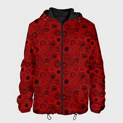 Куртка с капюшоном мужская Красный абстрактный узор, цвет: 3D-черный