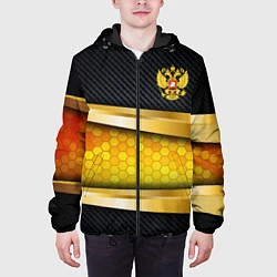 Куртка с капюшоном мужская Black & gold - герб России, цвет: 3D-черный — фото 2
