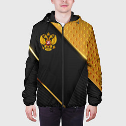 Куртка с капюшоном мужская Герб России на черном фоне с золотыми вставками, цвет: 3D-черный — фото 2