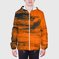 Куртка с капюшоном мужская Абстрактная оранжевая поверхность и чёрные тени, цвет: 3D-белый — фото 2