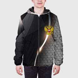 Куртка с капюшоном мужская Герб РФ киберпанк, цвет: 3D-черный — фото 2
