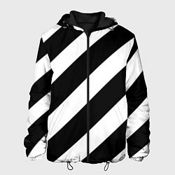 Куртка с капюшоном мужская Черно белые полоски, цвет: 3D-черный