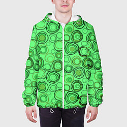 Куртка с капюшоном мужская Ярко-зеленый неоновый абстрактный узор, цвет: 3D-белый — фото 2