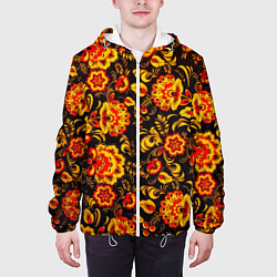 Куртка с капюшоном мужская Хохлома роспись, цвет: 3D-белый — фото 2