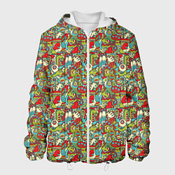 Куртка с капюшоном мужская Монстрики, животные и пришельцы, цвет: 3D-белый