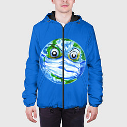 Куртка с капюшоном мужская Злая планета Земля в маске, цвет: 3D-черный — фото 2