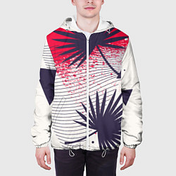 Куртка с капюшоном мужская Треугольники и пальмы, цвет: 3D-белый — фото 2