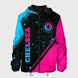 Куртка с капюшоном мужская Chelsea - neon gradient: надпись, символ, цвет: 3D-черный