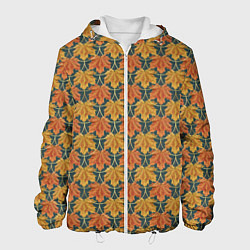 Мужская куртка Осенние кленовые листья в золотой чешуей на бирюзо