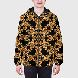 Куртка с капюшоном мужская Золотая гжель ретро цветы, цвет: 3D-черный — фото 2