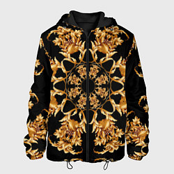 Куртка с капюшоном мужская Золотая гжель солнечный цветок, цвет: 3D-черный
