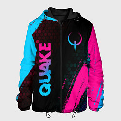 Куртка с капюшоном мужская Quake - neon gradient: надпись, символ, цвет: 3D-черный