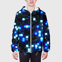 Куртка с капюшоном мужская Неоновые светящиеся квадраты, цвет: 3D-белый — фото 2