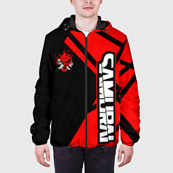Куртка с капюшоном мужская Cyberpunk 2077 - Надпись Samurai, цвет: 3D-черный — фото 2