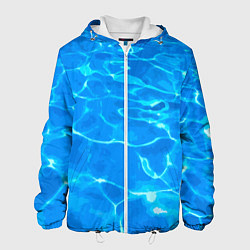 Куртка с капюшоном мужская Абстрактные волны бассейна - текстура, цвет: 3D-белый
