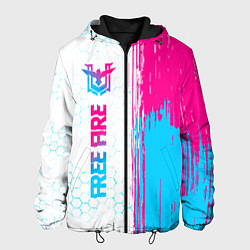 Куртка с капюшоном мужская Free Fire neon gradient style: по-вертикали, цвет: 3D-черный