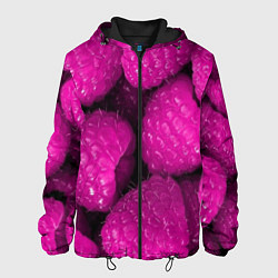 Куртка с капюшоном мужская Ягоды малины, цвет: 3D-черный