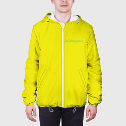 Куртка с капюшоном мужская Киберпанк - Лого Дэвида, цвет: 3D-белый — фото 2