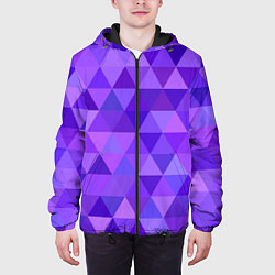 Куртка с капюшоном мужская Фиолетовые фигуры, цвет: 3D-черный — фото 2