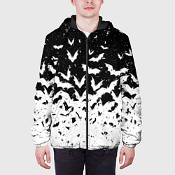 Куртка с капюшоном мужская Black and white bat pattern, цвет: 3D-черный — фото 2
