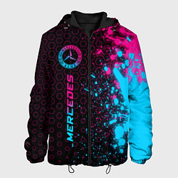 Куртка с капюшоном мужская Mercedes - neon gradient: по-вертикали, цвет: 3D-черный
