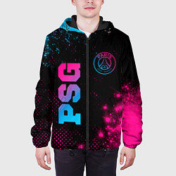 Куртка с капюшоном мужская PSG - neon gradient: надпись, символ, цвет: 3D-черный — фото 2