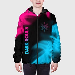Куртка с капюшоном мужская Dark Souls - neon gradient: надпись, символ, цвет: 3D-черный — фото 2