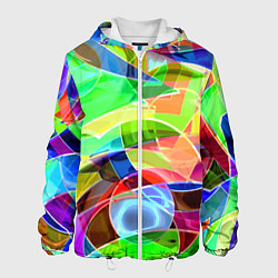 Куртка с капюшоном мужская Цветная геометрическая композиция - лето, цвет: 3D-белый