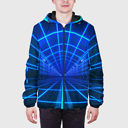 Куртка с капюшоном мужская Неоновый туннель, цвет: 3D-черный — фото 2