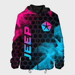 Куртка с капюшоном мужская Jeep - neon gradient: надпись, символ, цвет: 3D-черный