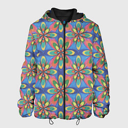 Куртка с капюшоном мужская Геометрический цветочный паттерн, цвет: 3D-черный