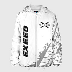 Мужская куртка Exeed speed на светлом фоне со следами шин: надпис
