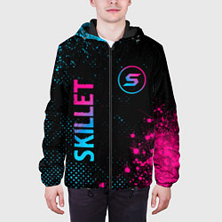 Куртка с капюшоном мужская Skillet - neon gradient: надпись, символ, цвет: 3D-черный — фото 2