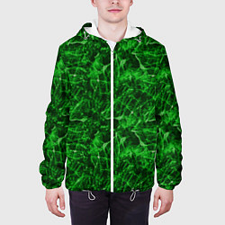 Куртка с капюшоном мужская Зелёный лёд - текстура, цвет: 3D-белый — фото 2