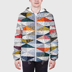 Куртка с капюшоном мужская Каменный разноцветный паттерн, цвет: 3D-белый — фото 2