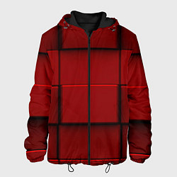 Куртка с капюшоном мужская Абстрактная красные кубики-стена, цвет: 3D-черный