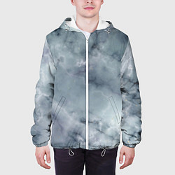 Куртка с капюшоном мужская Натуральный дымчатый мрамор текстура, цвет: 3D-белый — фото 2