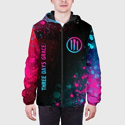 Куртка с капюшоном мужская Three Days Grace - neon gradient: надпись, символ, цвет: 3D-черный — фото 2