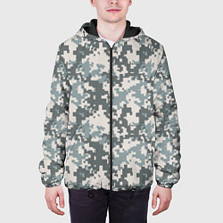 Куртка с капюшоном мужская Камуфляж серый пиксель, цвет: 3D-черный — фото 2