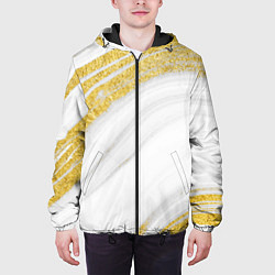 Куртка с капюшоном мужская Белый с золотом мрамор, цвет: 3D-черный — фото 2