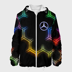 Куртка с капюшоном мужская Mercedes - neon pattern, цвет: 3D-белый