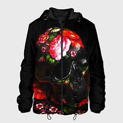Куртка с капюшоном мужская Череп Жостовская роспись, цвет: 3D-черный