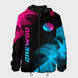 Куртка с капюшоном мужская Daewoo - neon gradient: надпись, символ, цвет: 3D-черный