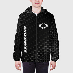 Куртка с капюшоном мужская SsangYong карбоновый фон, цвет: 3D-черный — фото 2