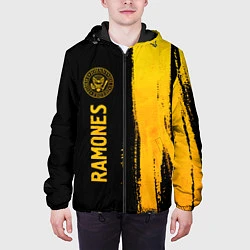 Куртка с капюшоном мужская Ramones - gold gradient: по-вертикали, цвет: 3D-черный — фото 2