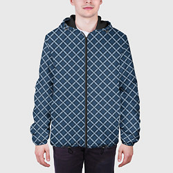 Куртка с капюшоном мужская Модный клетчатый узор серый, цвет: 3D-черный — фото 2
