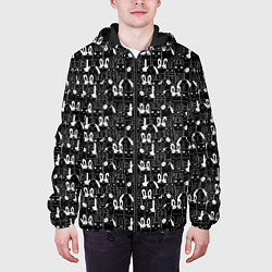 Куртка с капюшоном мужская Кролики черно-белые, цвет: 3D-черный — фото 2