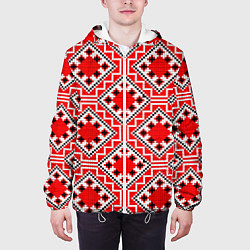 Куртка с капюшоном мужская Белорусская вышивка - орнамент, цвет: 3D-белый — фото 2